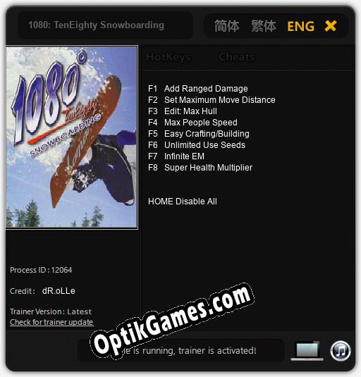 1080: TenEighty Snowboarding: TRAINER AND CHEATS (V1.0.51)