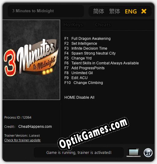 3 Minutes to Midnight: TRAINER AND CHEATS (V1.0.49)