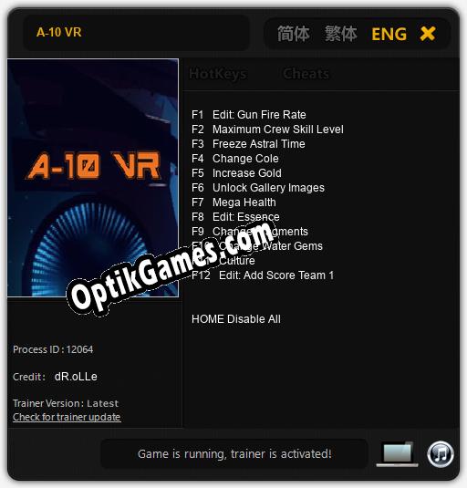 A-10 VR: Cheats, Trainer +12 [dR.oLLe]