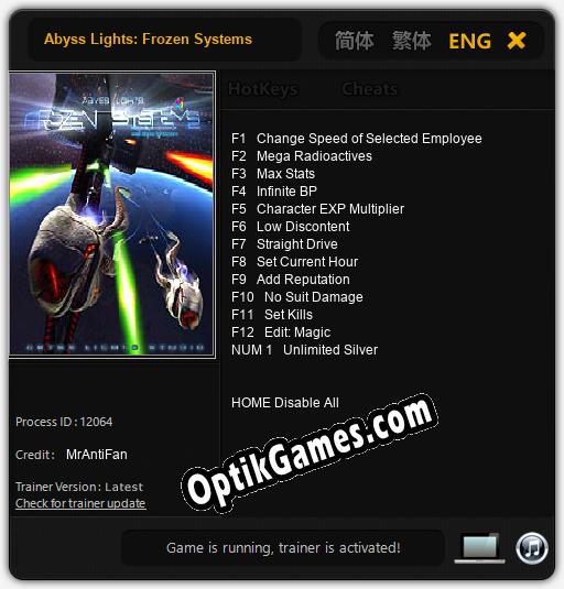 Abyss Lights: Frozen Systems: TRAINER AND CHEATS (V1.0.98)