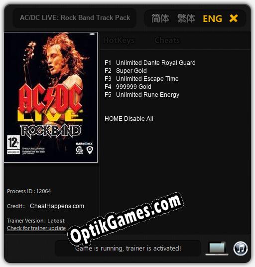 AC/DC LIVE: Rock Band Track Pack: TRAINER AND CHEATS (V1.0.78)