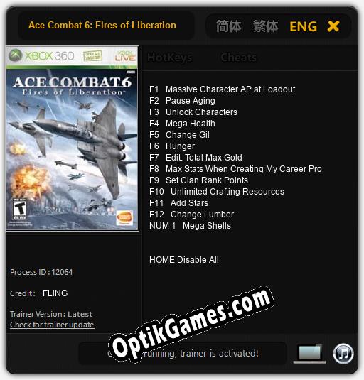 Ace Combat 6: Fires of Liberation: Cheats, Trainer +13 [FLiNG]