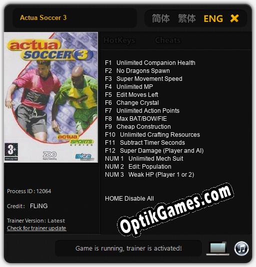 Trainer for Actua Soccer 3 [v1.0.2]