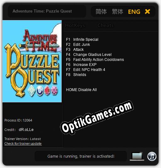 Adventure Time: Puzzle Quest: TRAINER AND CHEATS (V1.0.54)