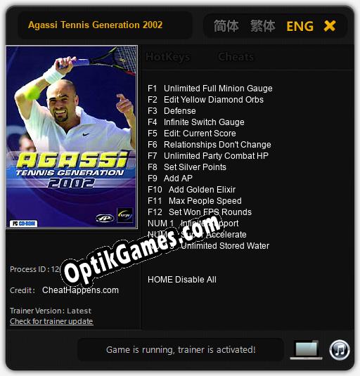Agassi Tennis Generation 2002: Trainer +15 [v1.8]