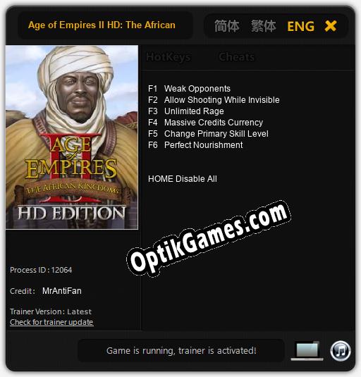 Age of Empires II HD: The African Kingdoms: TRAINER AND CHEATS (V1.0.8)