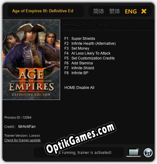 Age of Empires III: Definitive Edition: TRAINER AND CHEATS (V1.0.33)