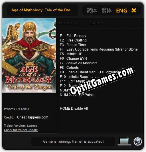 Age of Mythology: Tale of the Dragon: TRAINER AND CHEATS (V1.0.59)
