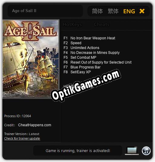 Age of Sail II: Cheats, Trainer +8 [CheatHappens.com]