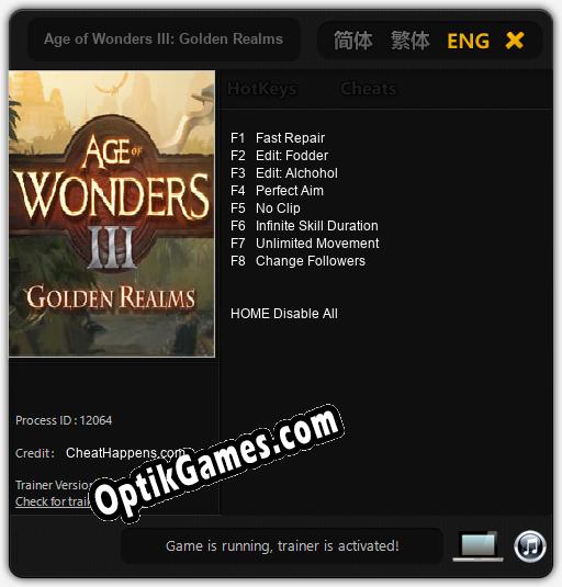 Age of Wonders III: Golden Realms: Trainer +8 [v1.6]