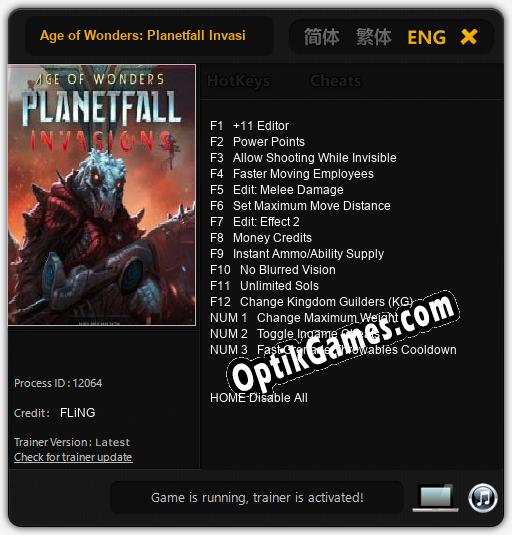 Age of Wonders: Planetfall Invasions: TRAINER AND CHEATS (V1.0.32)