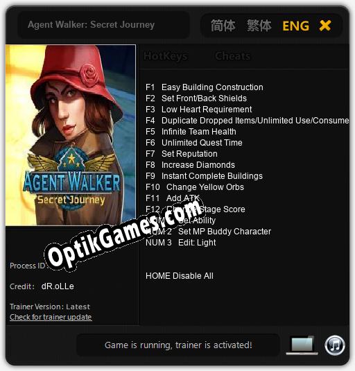 Agent Walker: Secret Journey: TRAINER AND CHEATS (V1.0.10)