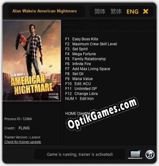Alan Wakes American Nightmare: Trainer +13 [v1.7]