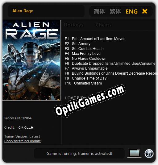 Trainer for Alien Rage [v1.0.2]