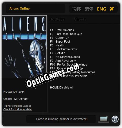 Aliens Online: TRAINER AND CHEATS (V1.0.97)