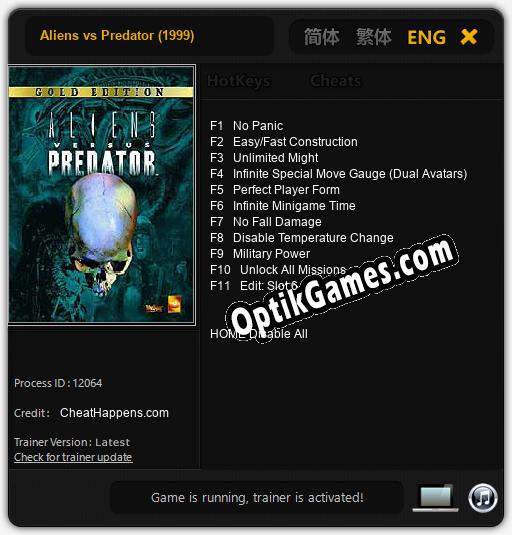 Aliens vs Predator (1999): TRAINER AND CHEATS (V1.0.63)