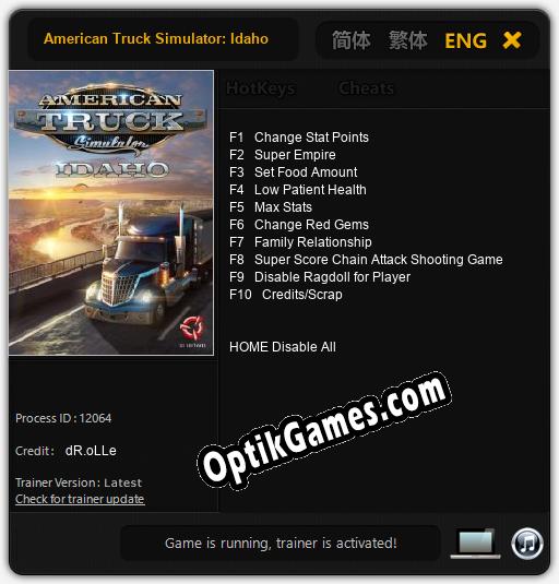 American Truck Simulator: Idaho: Trainer +10 [v1.2]