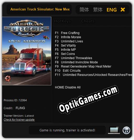 American Truck Simulator: New Mexico: TRAINER AND CHEATS (V1.0.75)