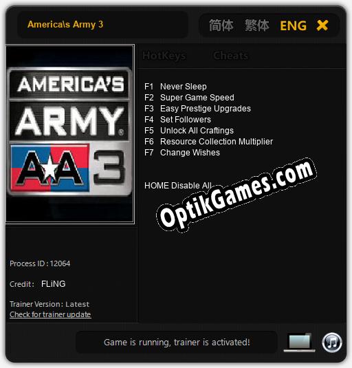 Americas Army 3: Trainer +7 [v1.9]