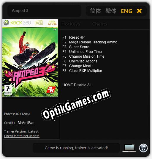 Amped 3: TRAINER AND CHEATS (V1.0.49)