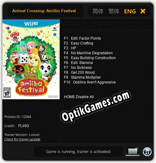 Animal Crossing: Amiibo Festival: Cheats, Trainer +10 [FLiNG]