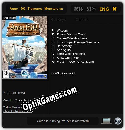 Anno 1503: Treasures, Monsters and Pirates: TRAINER AND CHEATS (V1.0.85)