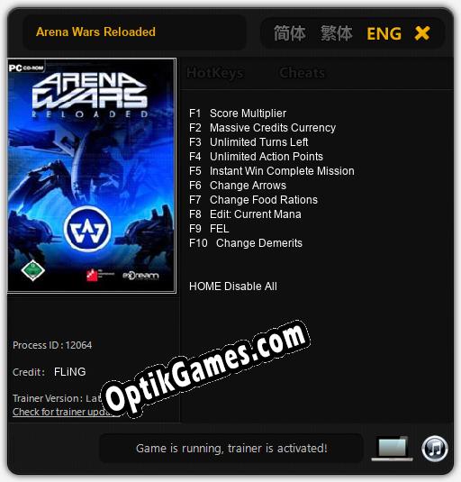 Arena Wars Reloaded: TRAINER AND CHEATS (V1.0.10)
