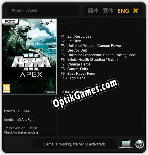 Arma III: Apex: TRAINER AND CHEATS (V1.0.94)