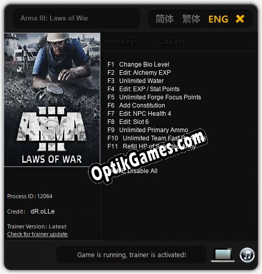 Arma III: Laws of War: Cheats, Trainer +11 [dR.oLLe]