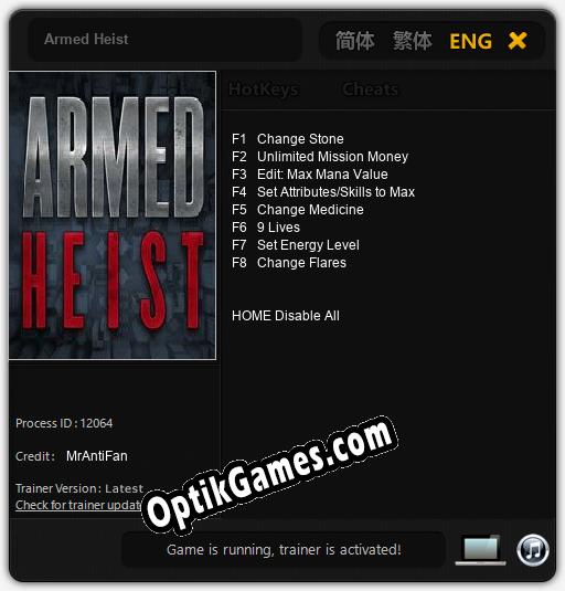 Armed Heist: TRAINER AND CHEATS (V1.0.17)