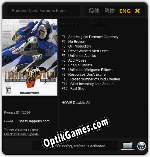 Trainer for Armored Core: Formula Front [v1.0.3]