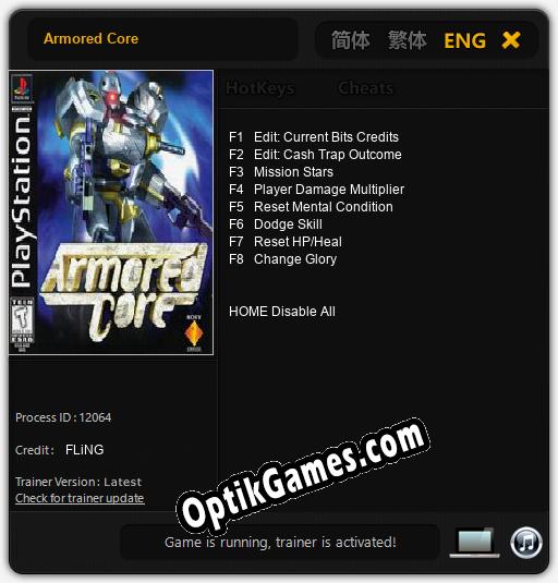 Armored Core: TRAINER AND CHEATS (V1.0.16)