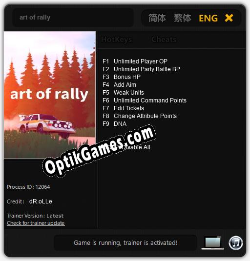 art of rally: Trainer +9 [v1.8]
