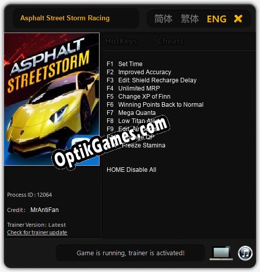 Trainer for Asphalt Street Storm Racing [v1.0.7]