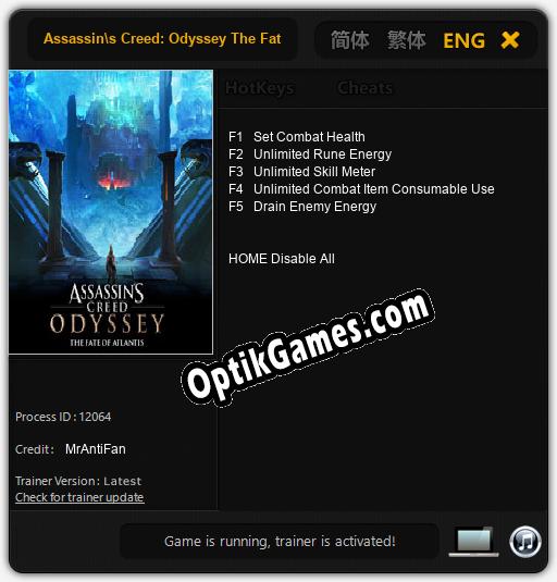 Assassins Creed: Odyssey The Fate of Atlantis: Cheats, Trainer +5 [MrAntiFan]