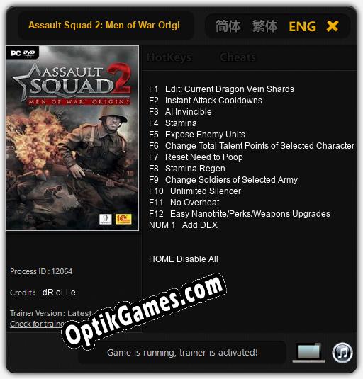 Trainer for Assault Squad 2: Men of War Origins [v1.0.3]
