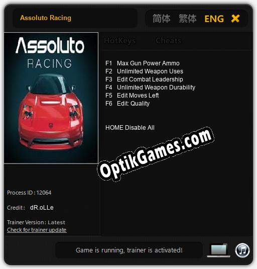 Trainer for Assoluto Racing [v1.0.5]