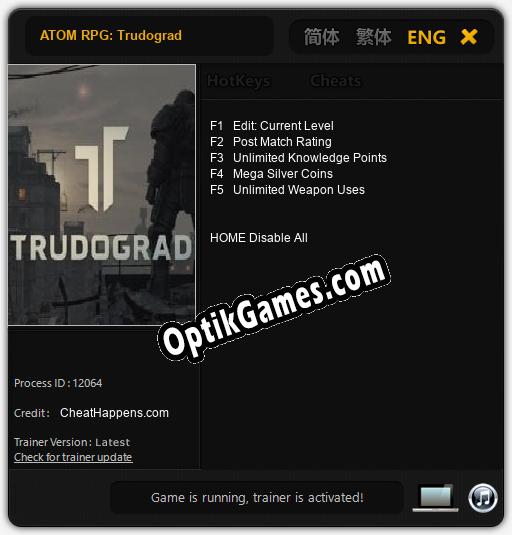 ATOM RPG: Trudograd: Cheats, Trainer +5 [CheatHappens.com]