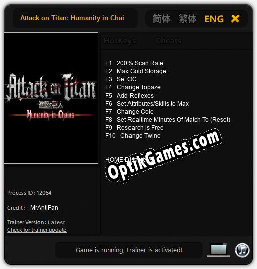 Attack on Titan: Humanity in Chains: Trainer +10 [v1.7]