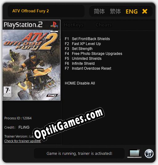 ATV Offroad Fury 2: TRAINER AND CHEATS (V1.0.75)