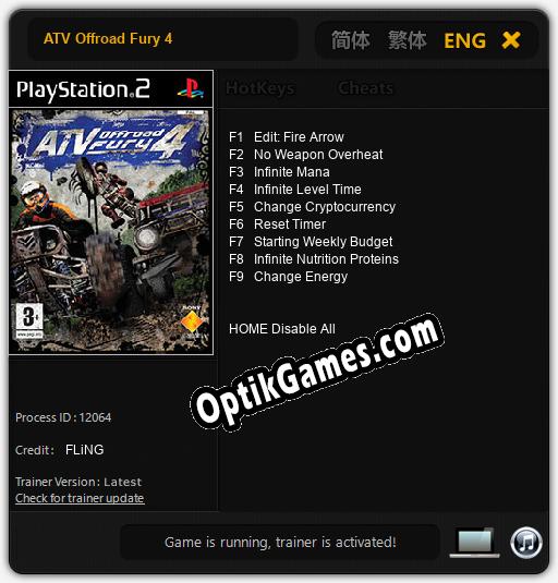 ATV Offroad Fury 4: TRAINER AND CHEATS (V1.0.94)
