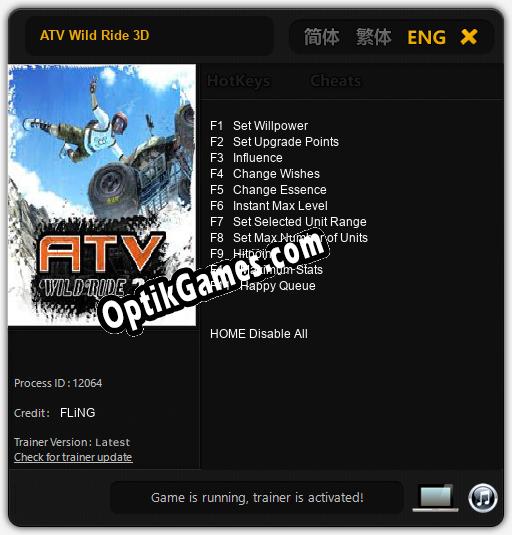 ATV Wild Ride 3D: TRAINER AND CHEATS (V1.0.34)