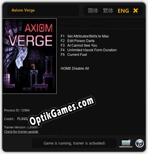 Trainer for Axiom Verge [v1.0.6]