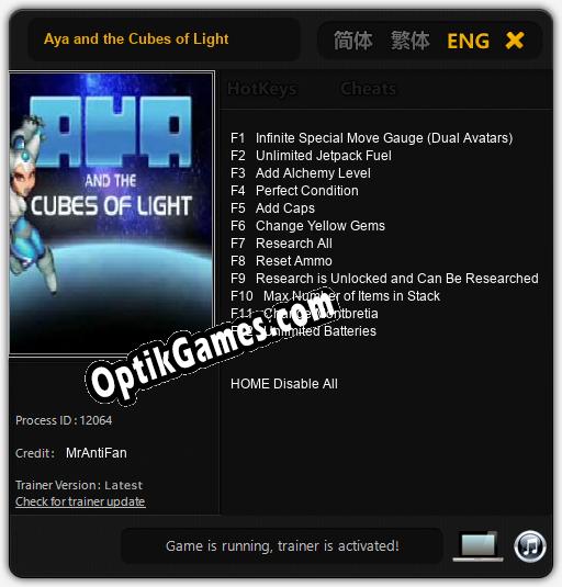 Trainer for Aya and the Cubes of Light [v1.0.5]