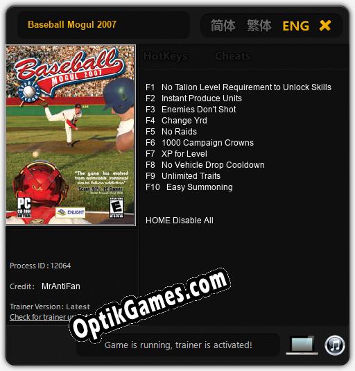 Trainer for Baseball Mogul 2007 [v1.0.7]