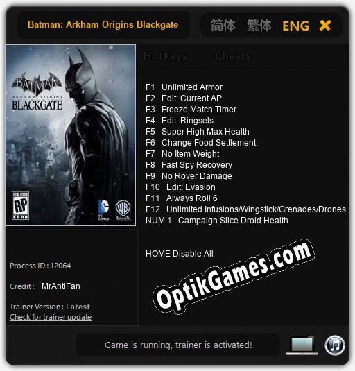 Batman: Arkham Origins Blackgate The Deluxe Edition: TRAINER AND CHEATS (V1.0.3)