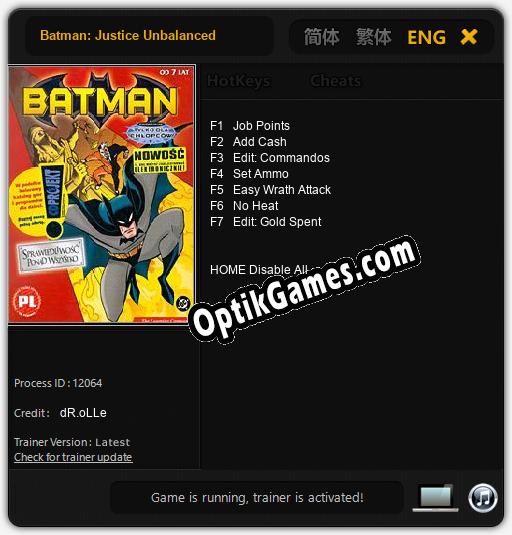 Batman: Justice Unbalanced: Cheats, Trainer +7 [dR.oLLe]