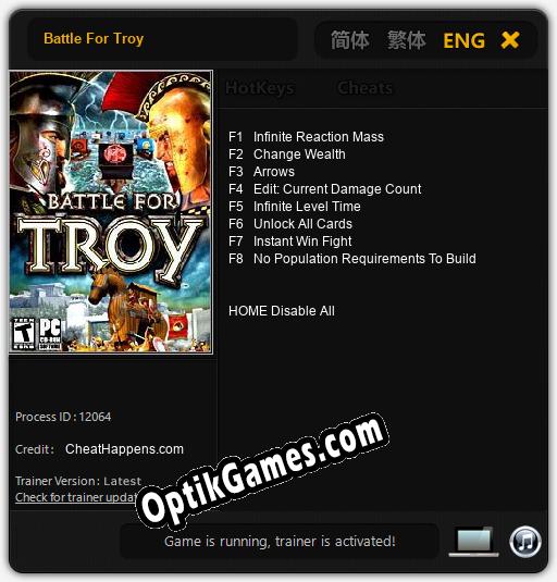 Battle For Troy: Cheats, Trainer +8 [CheatHappens.com]