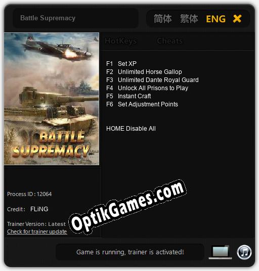 Battle Supremacy: TRAINER AND CHEATS (V1.0.76)