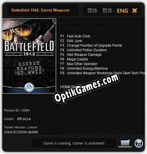 Battlefield 1942: Secret Weapons of WWII: Trainer +9 [v1.2]